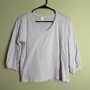 Pact Small Pastel Lilac Purple Poets 3/4 Sleeve Blouse Size XS